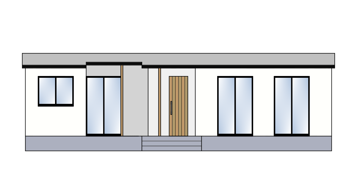 平屋住宅の外観フリーイラスト