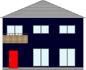2階建て住宅の外観フリーイラスト（外壁ネイビー）