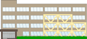 耐震補強された役所風の外観フリーイラスト