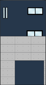 3階建て住宅の外観フリーイラスト（正面コンクリート）