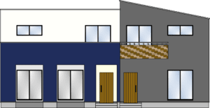 二世帯住宅の外観フリーイラスト