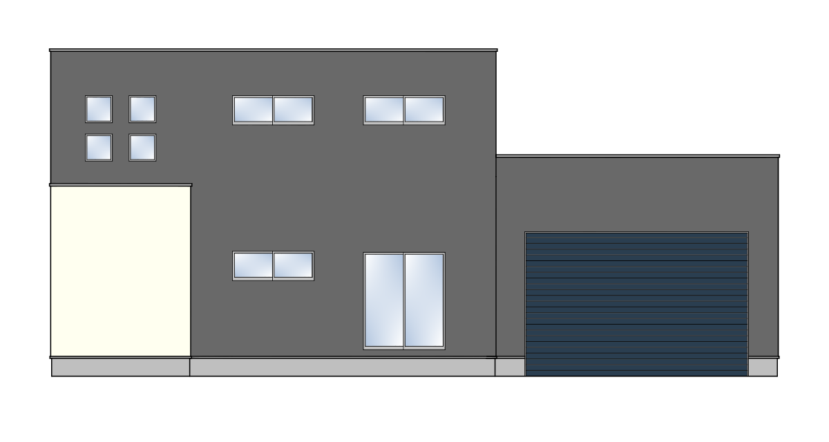 ガレージ付き住宅の外観フリーイラスト
