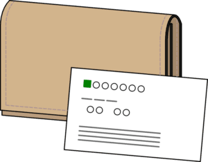 ベージュの名刺入れとビジネスカードのフリーイラスト