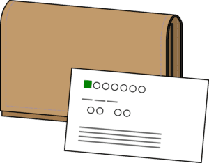 茶色の名刺入れとビジネスカードのフリーイラスト