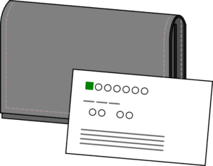 灰色の名刺入れとビジネスカードのフリーイラスト