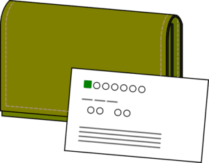 緑色の名刺入れとビジネスカードのフリーイラスト