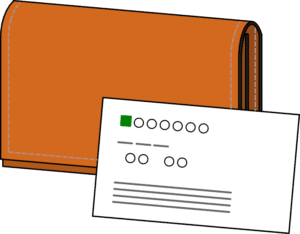 オレンジ色の名刺入れとビジネスカードのフリーイラスト