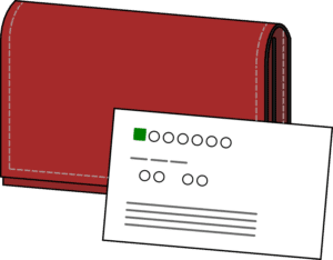 赤い名刺入れとビジネスカードのフリーイラスト