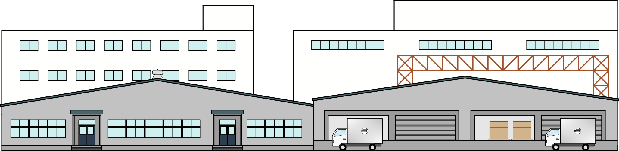 正面から見た工場のイラスト