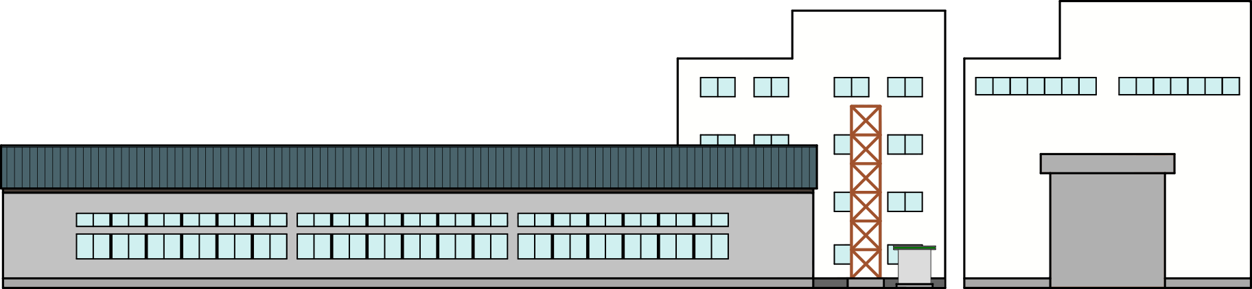 側面から見た工場のイラスト