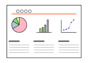 複数のグラフが配置された企画提案内容説明用のフリーイラスト