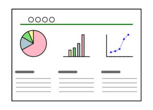 複数のグラフが配置された提案内容説明用のフリーイラスト