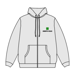 ロゴ入りグレーパーカーのフリーイラスト