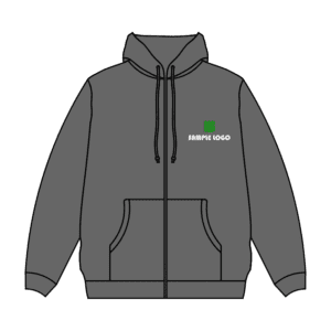 ロゴ入りダークグレーパーカーのフリーイラスト