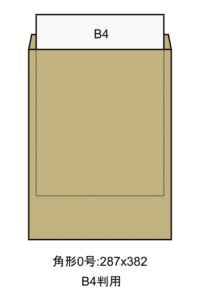 角形0号封筒、サイズ287x382mm、B4用紙のフリーイラスト