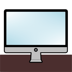 デスク上のPCモニターのフリーイラスト