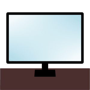 デスク上の長方形PCモニターのフリーイラスト