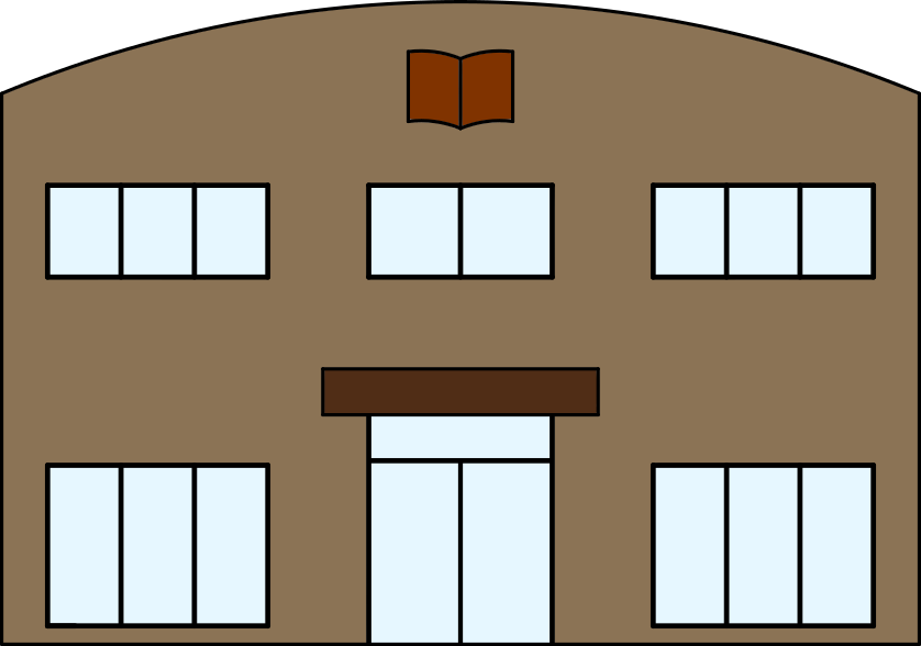 茶色の外壁が特徴の図書館イラスト