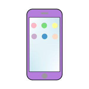 丸いアイコン付きスマホのフリーイラスト（パープル）