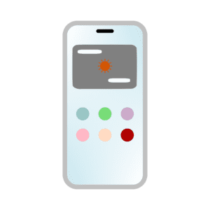 シルバーのフレームのスマホイラスト（アイコン付き）