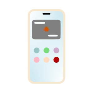 ゴールドのフレームのスマホイラスト（アイコン付き）