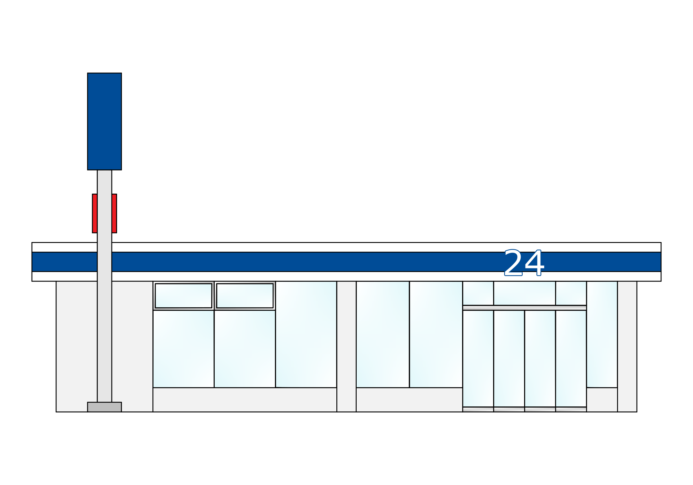 青色のコンビニエンスストアのイラスト