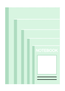 グリーンのノートセットイラスト
