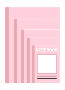 ピンクのノートセットイラスト