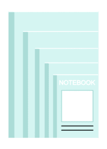 アクアブルーのノートセットイラスト